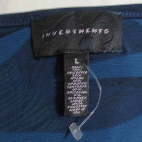 Investments top unique teal & navy velvety swirls, (see the back) size L - Picture 3 of 7